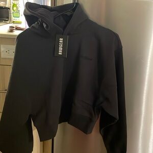 Raw Gear cropped hoodie, double layer, color is ash